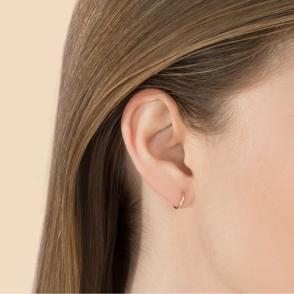 The Last Line Seamless Hoop Huggie Earrings (Pair) 14k Yellow Gold - Picture 3 of 3